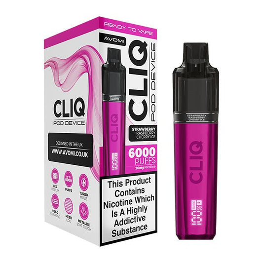 Avomi Cliq Kits - Strawberry Raspberry Cherry Ice - PJW Vapes | UK Leading Vape Wholesaler