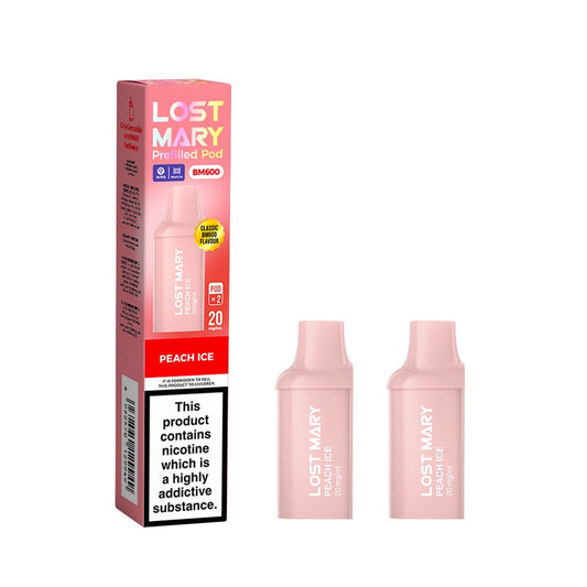 Lost Mary BM600 2025 Pods - Peach Ice - PJW Vapes | UK Leading Vape Wholesaler
