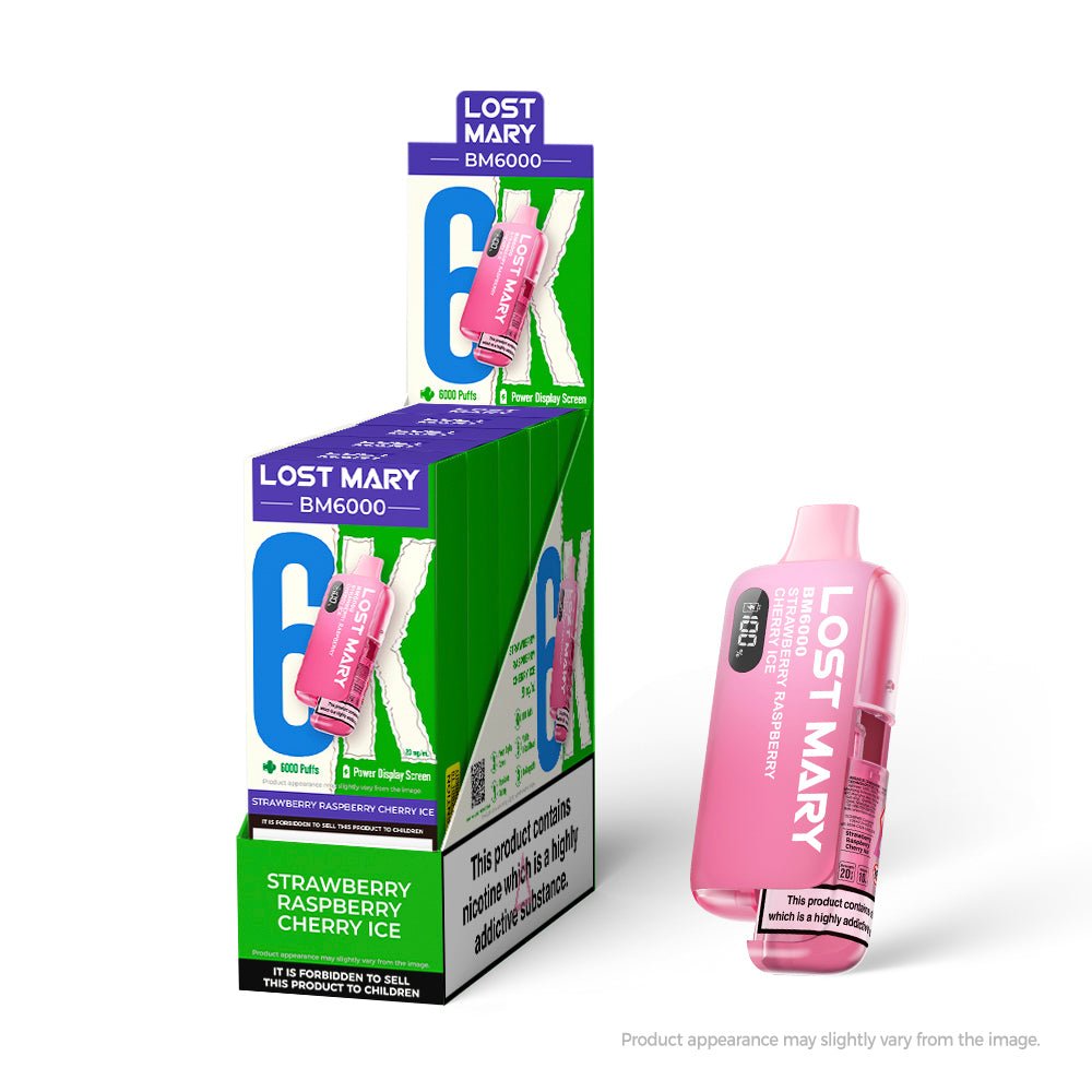 Lost Mary BM6000 - Strawberry Raspberry Cherry Ice - PJW Vapes | UK Leading Vape Wholesaler