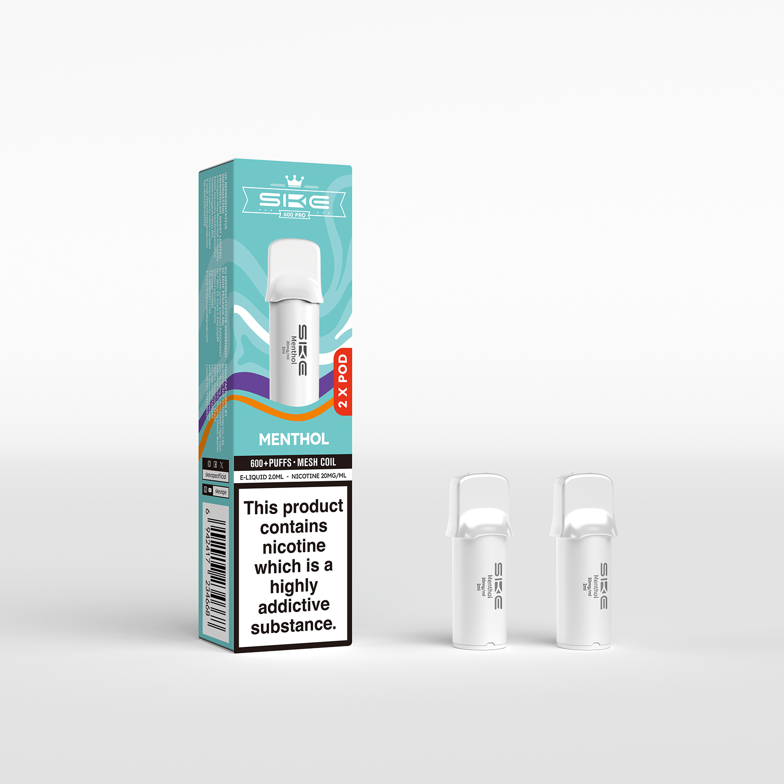 SKE 600 Refill Pod 2 Pack - Menthol - PJW Vapes | UK Leading Vape Wholesaler