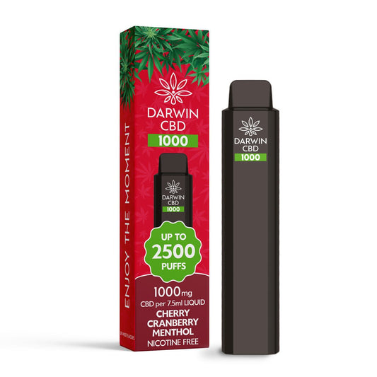Darwin CBD 1000 - Cherry Cranberry Menthol - PJW Vapes | Glasgow Vape Wholesaler
