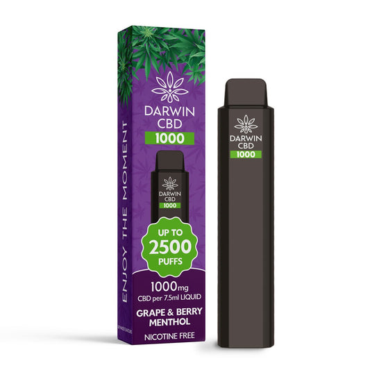 Darwin CBD 1000 - Grape Berry Menthol - PJW Vapes | Glasgow Vape Wholesaler