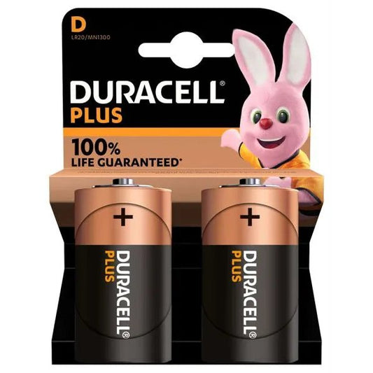 Duracell - D Battery - Plus - 2 Pack - PJW Vapes | Glasgow Vape Wholesaler