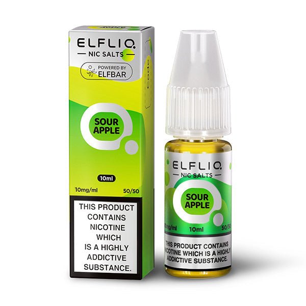 Elfliq Nic Salt - Sour Apple - 10ML - PJW Vapes | Glasgow Vape Wholesaler