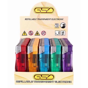 GSD - Lighters Electronic Refillable Transparent - PJW Vapes | Glasgow Vape Wholesaler