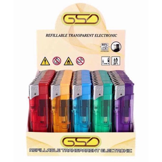 GSD - Lighters Electronic Refillable Transparent - PJW Vapes | Glasgow Vape Wholesaler
