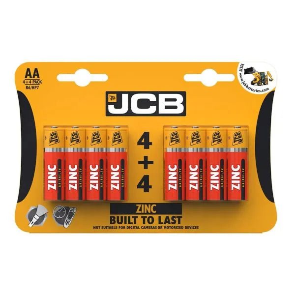 JCB - AA Battery - Zinc - 4+4 Pack - PJW Vapes | Glasgow Vape Wholesaler