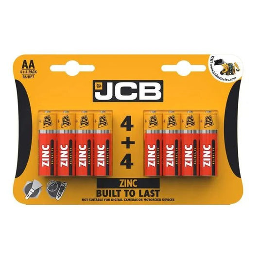 JCB - AA Battery - Zinc - 4+4 Pack - PJW Vapes | Glasgow Vape Wholesaler
