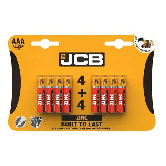 JCB - AAA Battery - Zinc - 4+4 Pack - PJW Vapes | Glasgow Vape Wholesaler