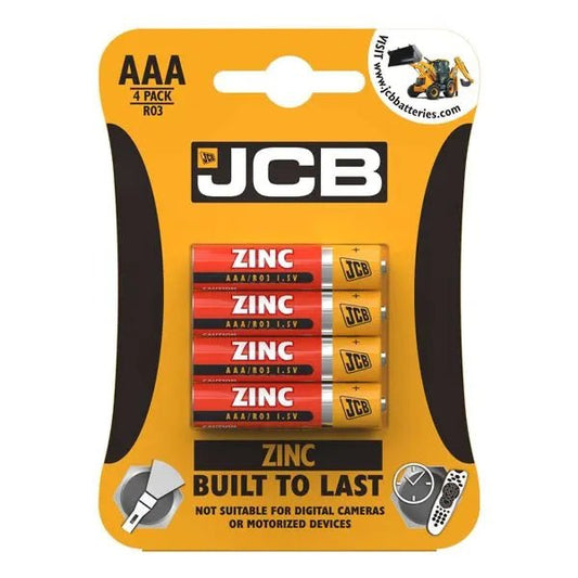 JCB - AAA - Zinc Battery - 4 Pack - PJW Vapes | Glasgow Vape Wholesaler