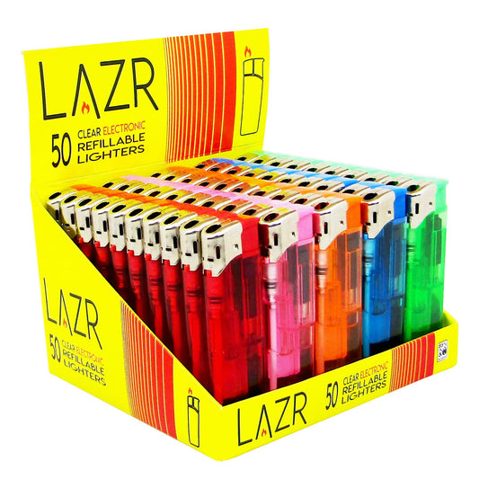 Lazr - Clear Electronic Refillable Lighter - PJW Vapes | Glasgow Vape Wholesaler