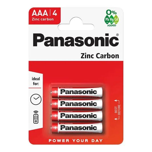 Panasonic - AAA Battery - Zinc - 4 Pack - PJW Vapes | Glasgow Vape Wholesaler