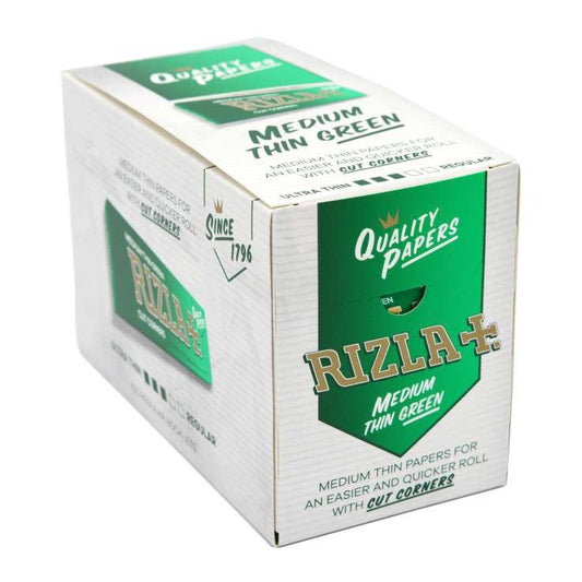 Rizla - Medium Thin Green Cut Corners - PJW Vapes | Glasgow Vape Wholesaler