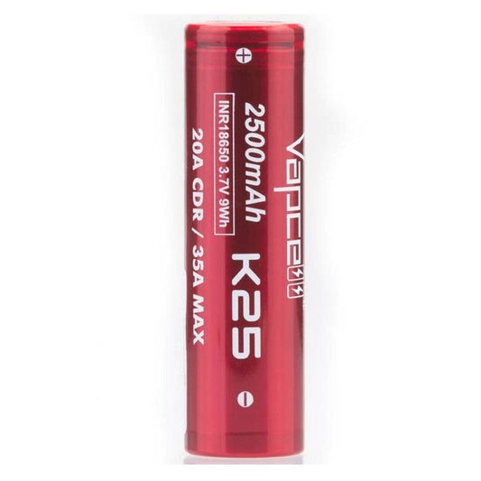 Vapcell - K25 18650 2500mah Battery - 25 Pack - PJW Vapes | Glasgow Vape Wholesaler