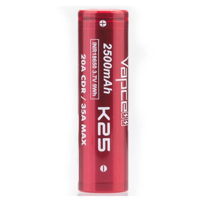 Vapcell - K25 18650 2500mah Battery - Single - PJW Vapes | Glasgow Vape Wholesaler