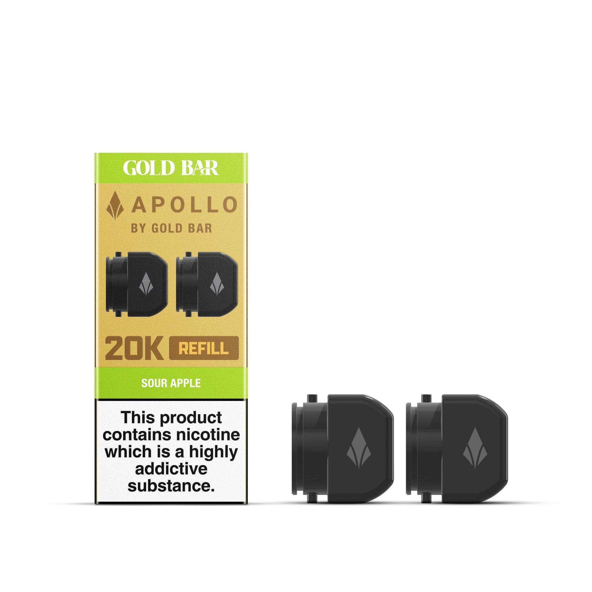 Apollo 20K Refill - Gold Bar - Sour Apple - PJW Vapes | UK Leading Vape Wholesaler