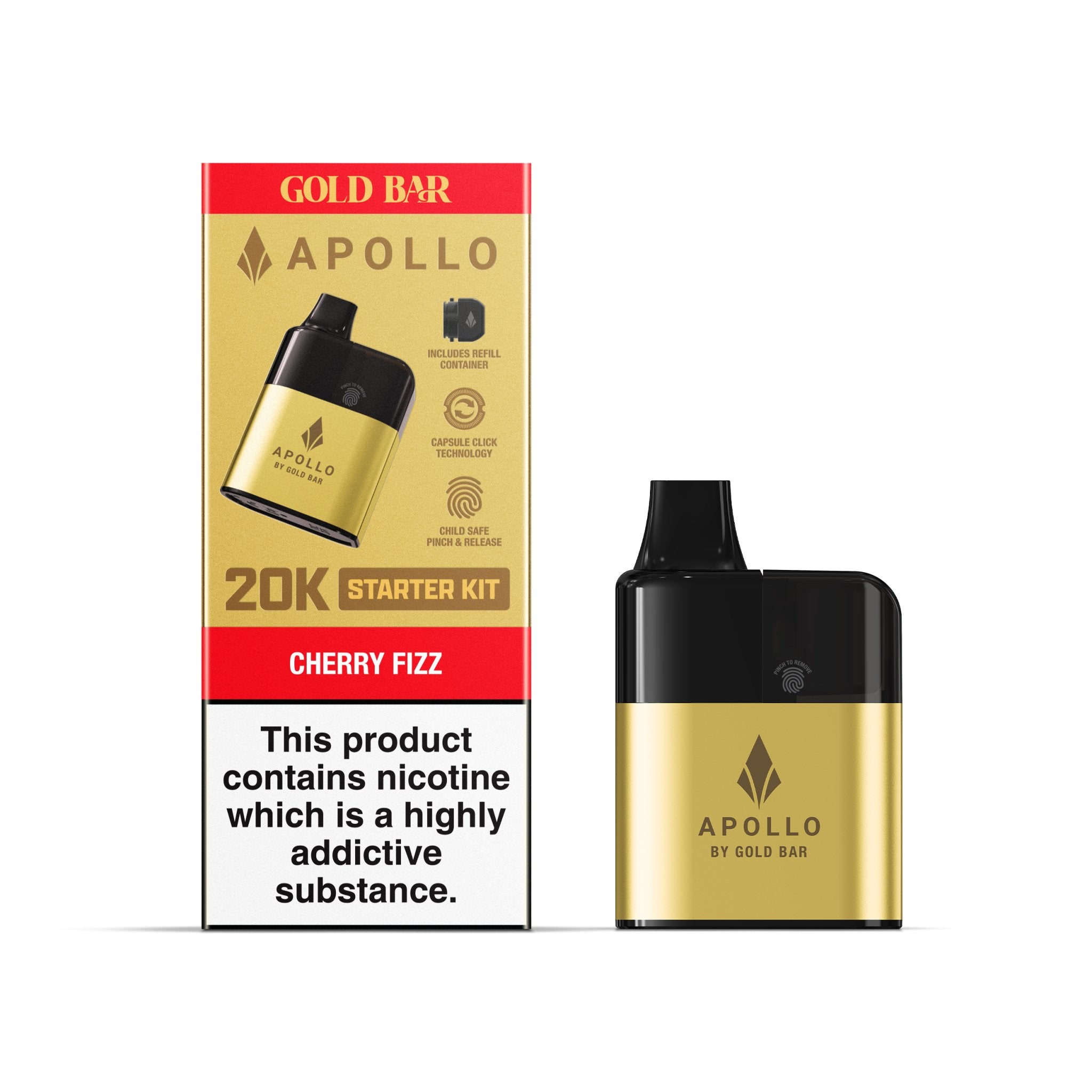 Apollo 20K Starter Kit - Gold Bar - Cherry Fizz - PJW Vapes | UK Leading Vape Wholesaler