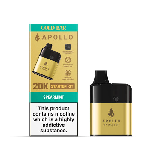 Apollo 20K Starter Kit - Gold Bar - Spearmint - PJW Vapes | UK Leading Vape Wholesaler