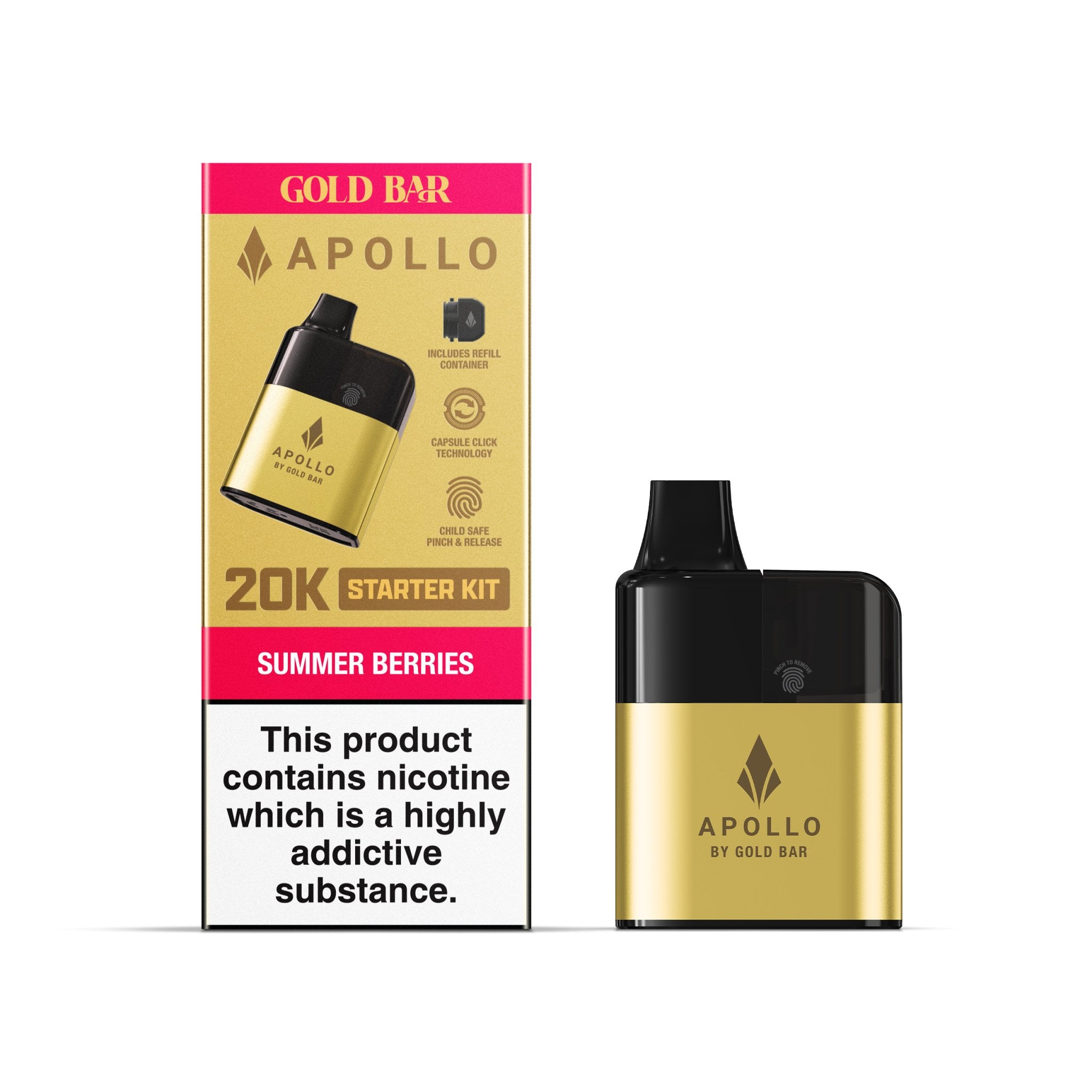 Apollo 20K Starter Kit - Gold Bar - Summer Berries - PJW Vapes | UK Leading Vape Wholesaler