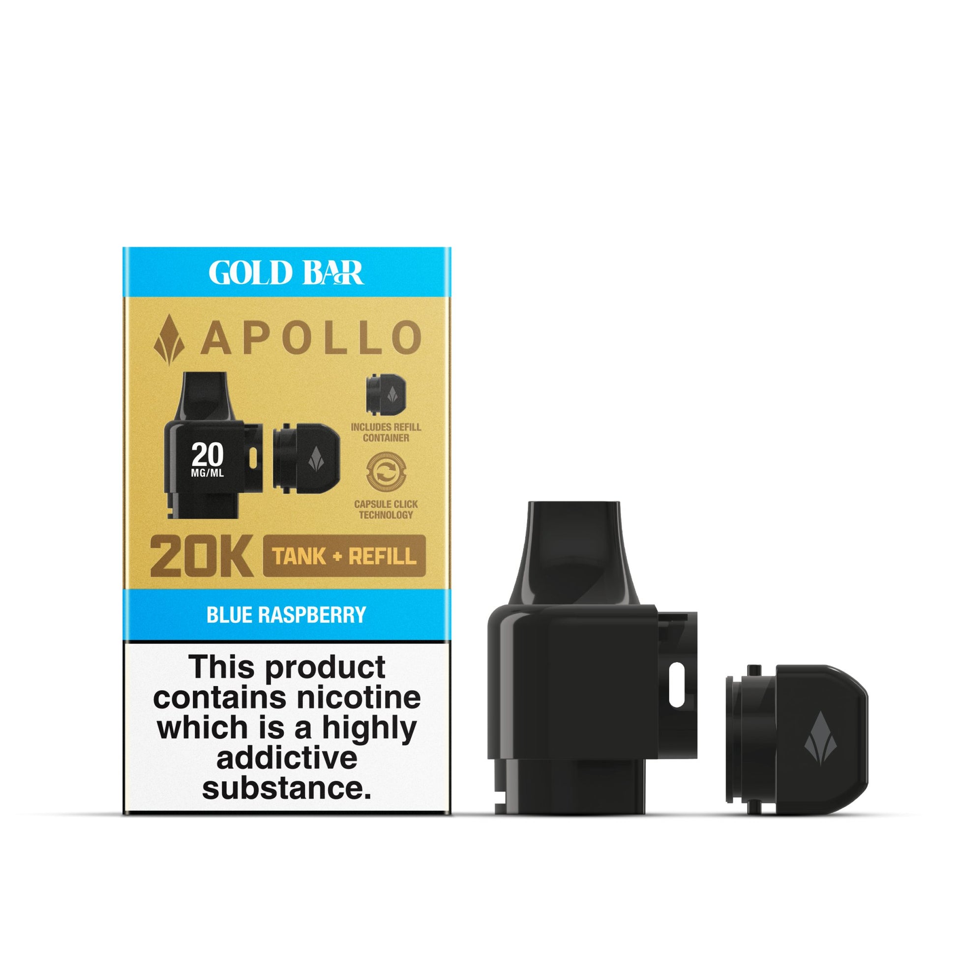 Apollo 20K Tank + Refill - Gold Bar - Blue Raspberry - PJW Vapes | UK Leading Vape Wholesaler