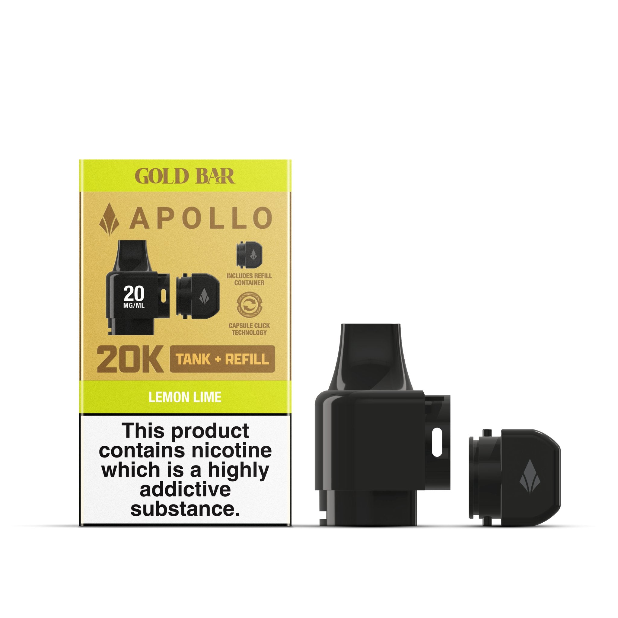 Apollo 20K Tank + Refill - Gold Bar - Lemon Lime - PJW Vapes | UK Leading Vape Wholesaler