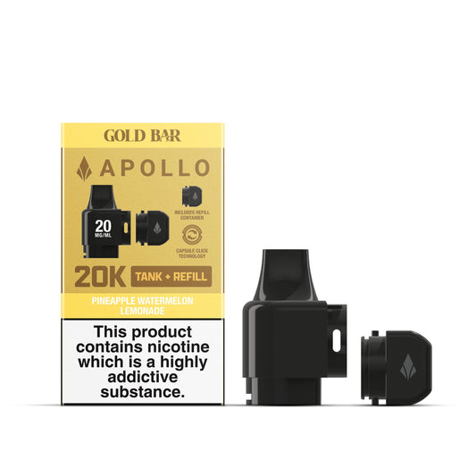 Apollo 20K Tank + Refill - Gold Bar - Pineapple Watermelon Lemonade - PJW Vapes | UK Leading Vape Wholesaler