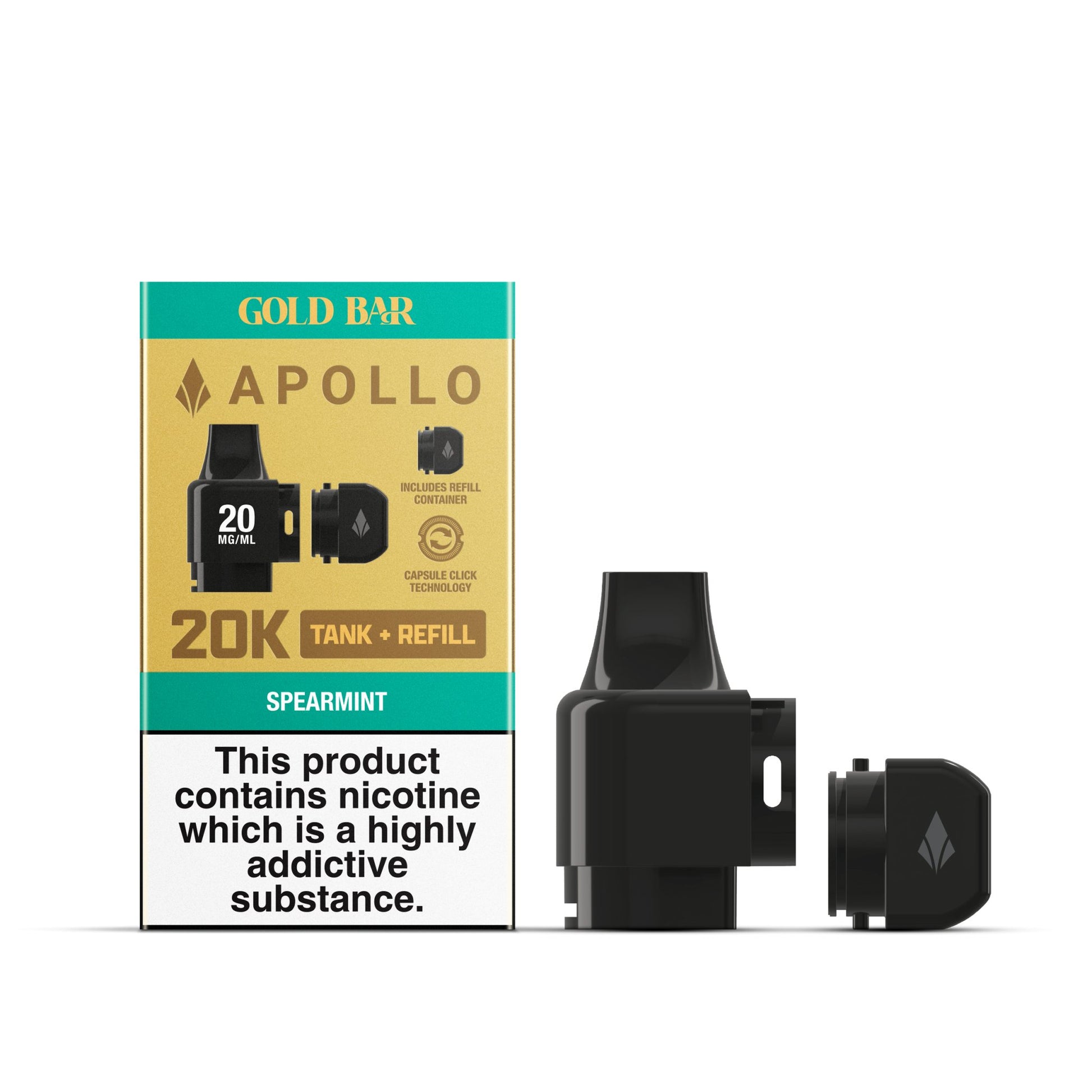 Apollo 20K Tank + Refill - Gold Bar - Spearmint - PJW Vapes | UK Leading Vape Wholesaler