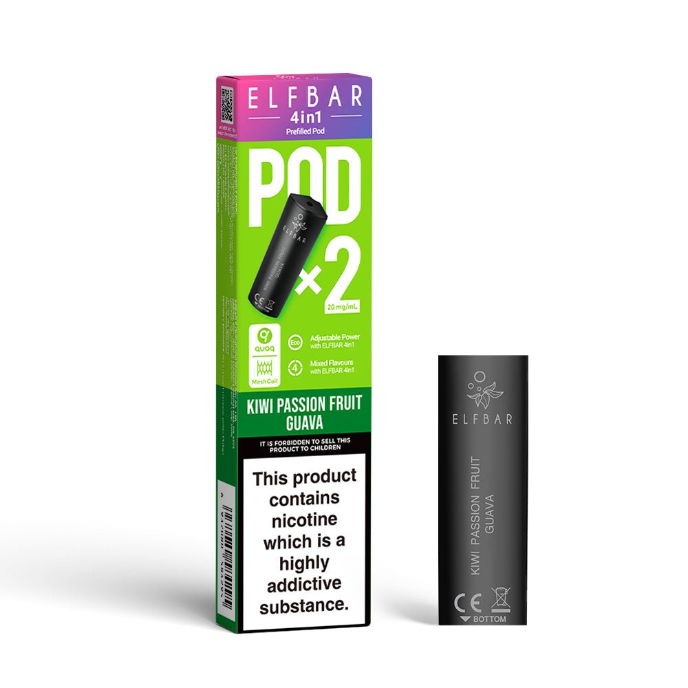 ELFBAR 4in1 Prefilled Pods - Kiwi Passion Fruit Guava - PJW Vapes | UK Leading Vape Wholesaler