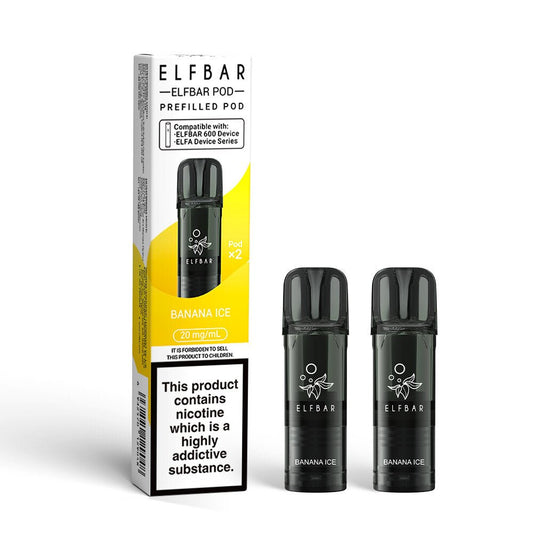 Elfbar 600 - 2025 - 2 Pack Pods - Banana Ice - PJW Vapes | UK Leading Vape Wholesaler
