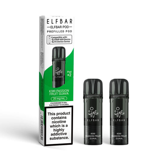 Elfbar 600 - 2025 - 2 Pack Pods - Kiwi Passion Fruit Guava - PJW Vapes | UK Leading Vape Wholesaler