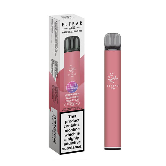 Elfbar 600 - 2025 - Kit - Strawberry Raspberry Cherry Ice - PJW Vapes | UK Leading Vape Wholesaler