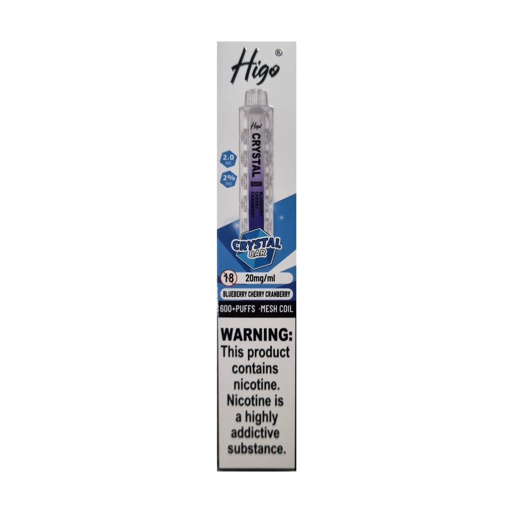 Higo Crystal Bar 600 - Blueberry Cherry Cranberry - PJW Vapes | UK Leading Vape Wholesaler