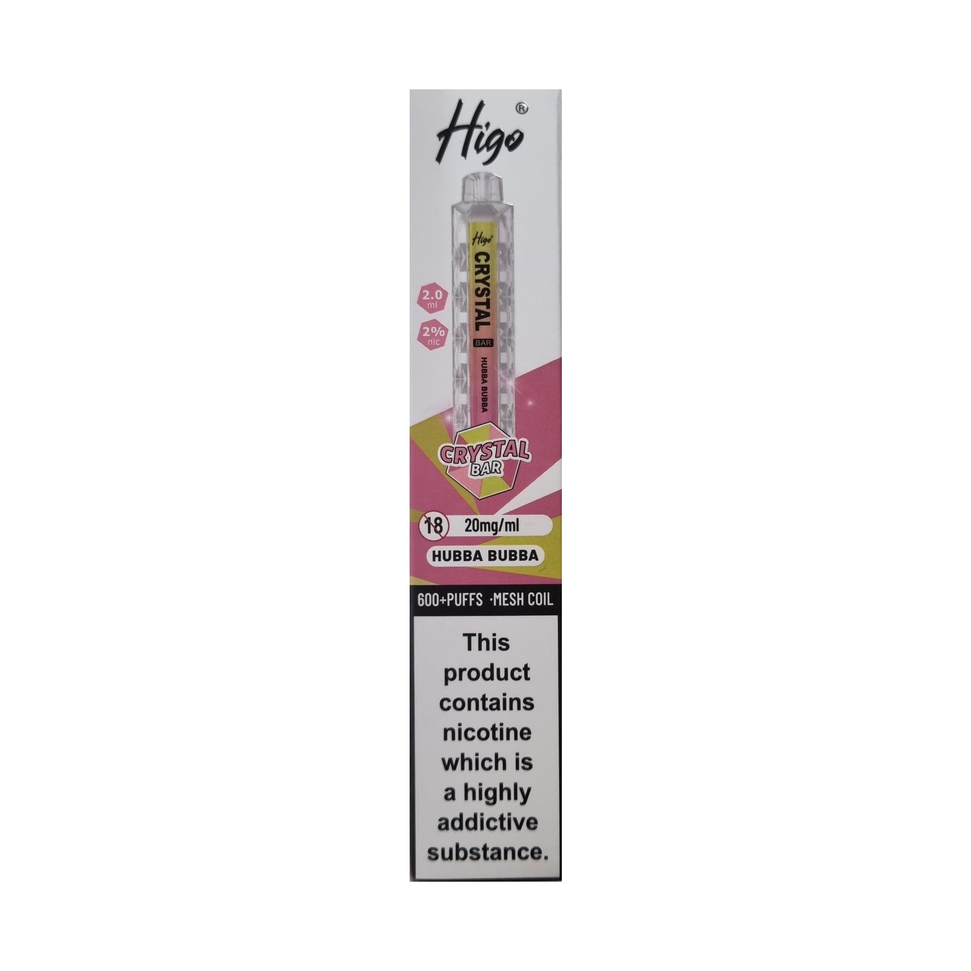 Higo Crystal Bar 600 - Hubba Bubba - PJW Vapes | UK Leading Vape Wholesaler