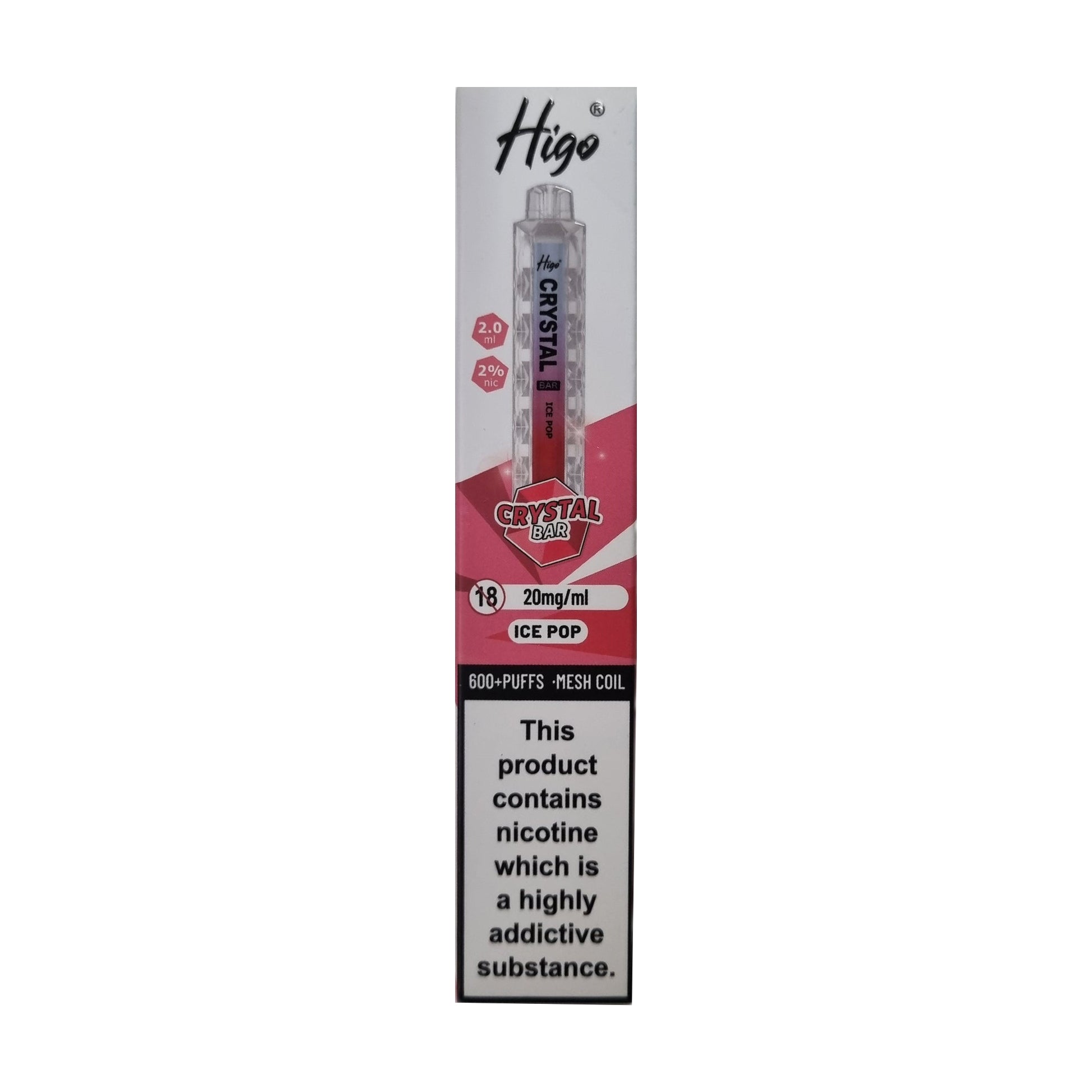 Higo Crystal Bar 600 - Ice Pop - PJW Vapes | UK Leading Vape Wholesaler