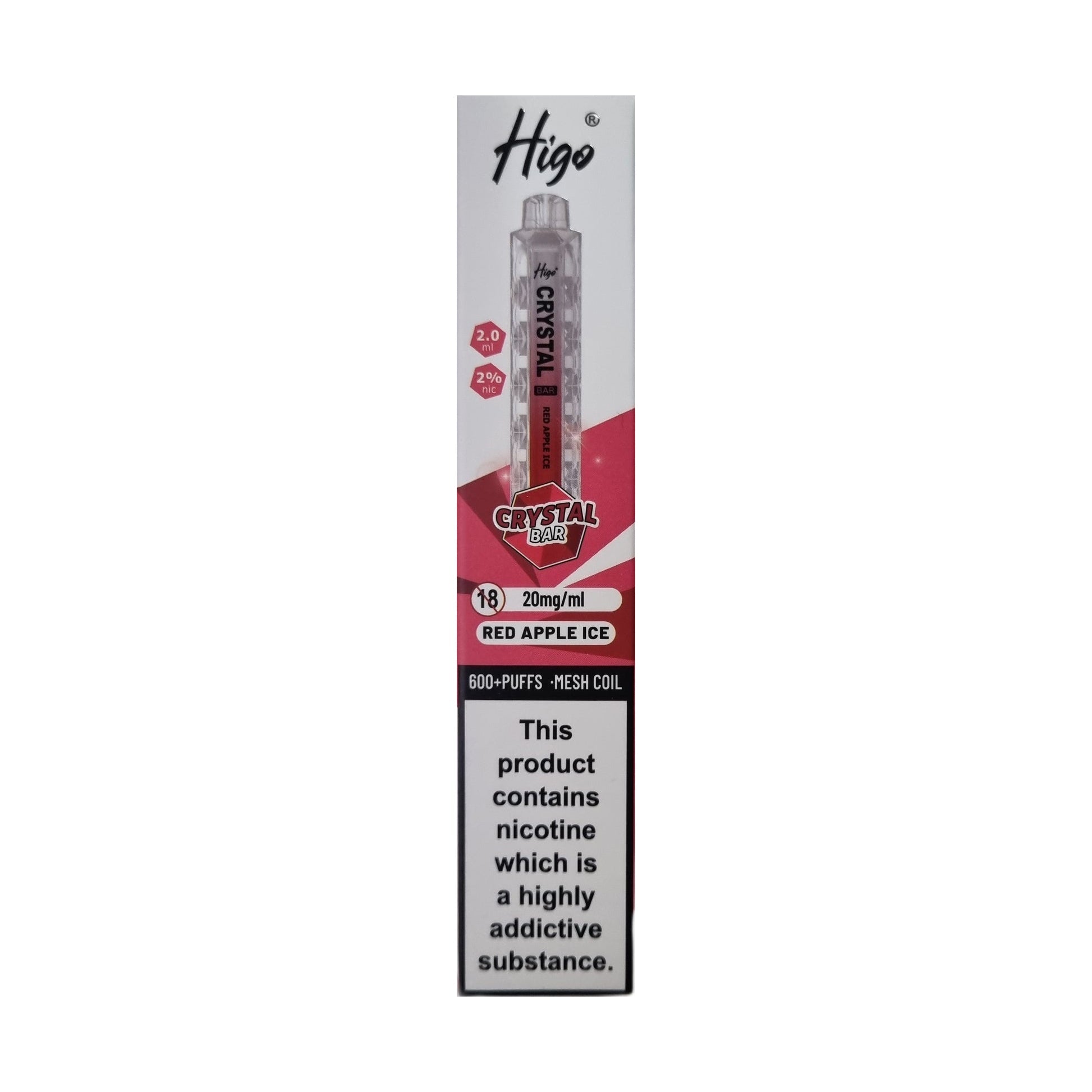 Higo Crystal Bar 600 - Red Apple Ice - PJW Vapes | UK Leading Vape Wholesaler