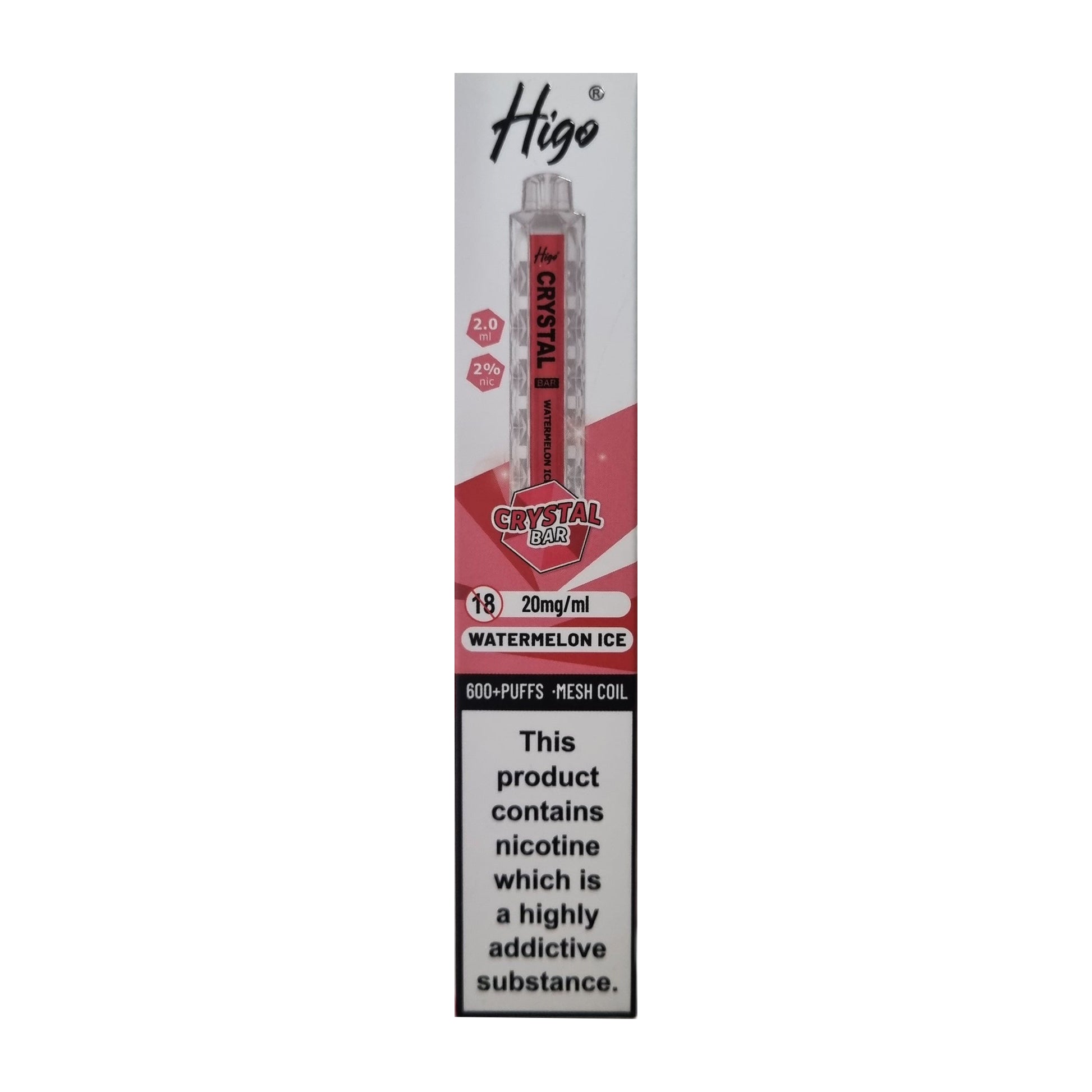 Higo Crystal Bar 600 - Watemelon Ice - PJW Vapes | UK Leading Vape Wholesaler