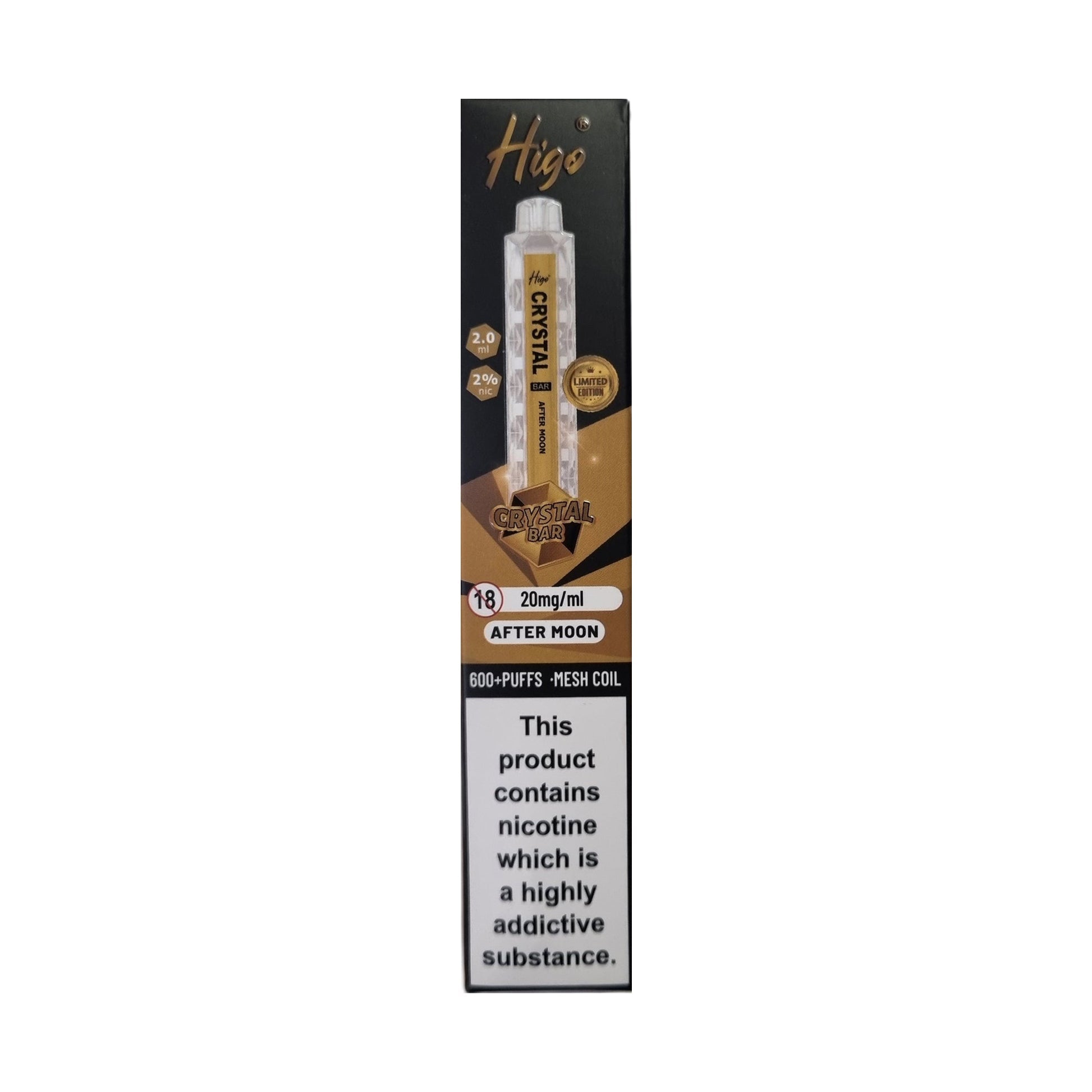 Higo Crystal Gold Bar 600 - After Moon - PJW Vapes | UK Leading Vape Wholesaler