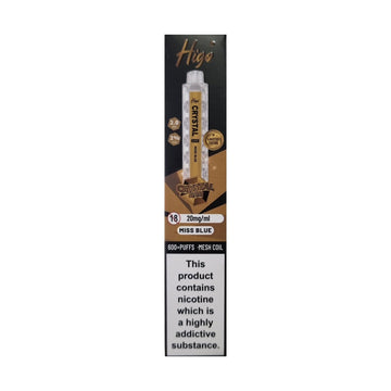 Higo Crystal Gold Bar 600 - Miss Blue - PJW Vapes | UK Leading Vape Wholesaler