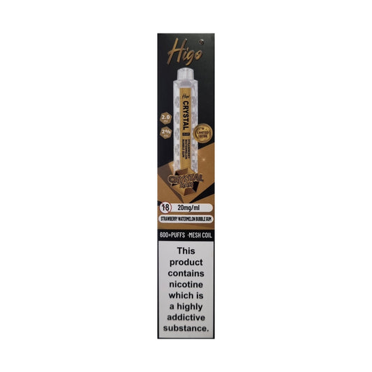 Higo Crystal Gold Bar 600 - Strawberry Watermelon Bubblegum - PJW Vapes | UK Leading Vape Wholesaler