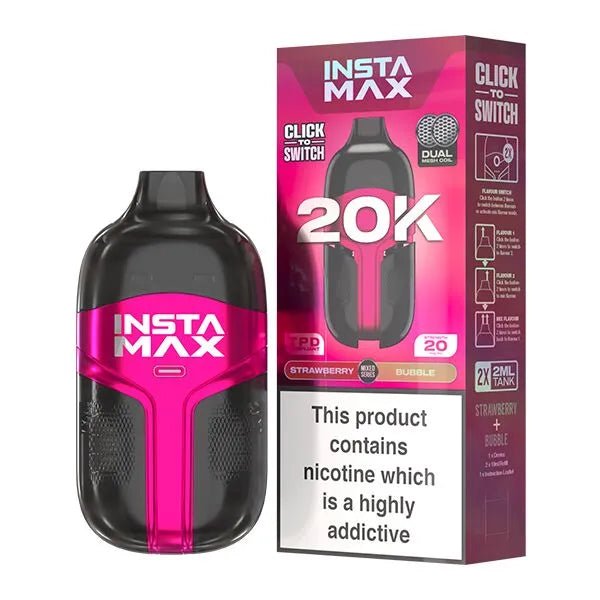 Insta Max 20K - Strawberry / Bubble - PJW Vapes | UK Leading Vape Wholesaler