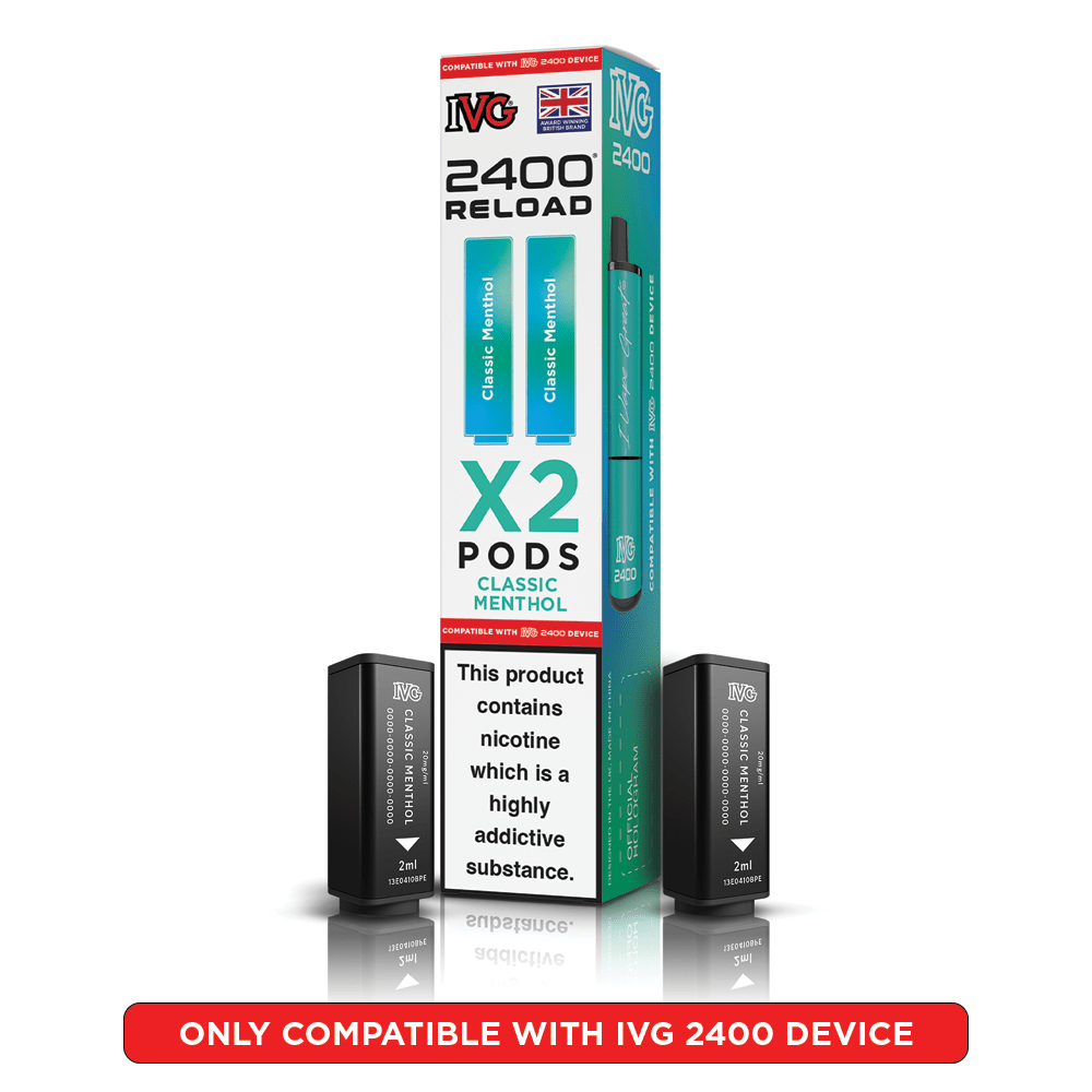 IVG 2400 - Refill Pods - Classic Menthol - PJW Vapes | UK Leading Vape Wholesaler