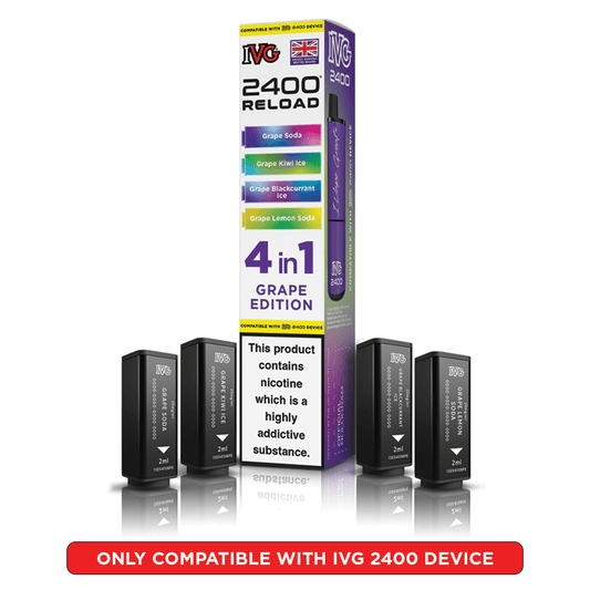 IVG 2400 - Refill Pods - Grape Edition - PJW Vapes | UK Leading Vape Wholesaler