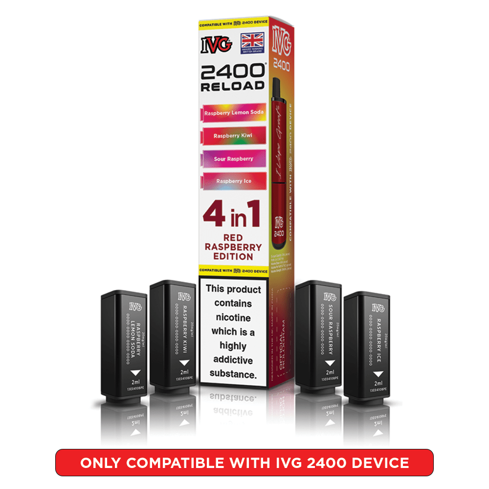 IVG 2400 - Refill Pods - Red Raspberry Edition - PJW Vapes | UK Leading Vape Wholesaler
