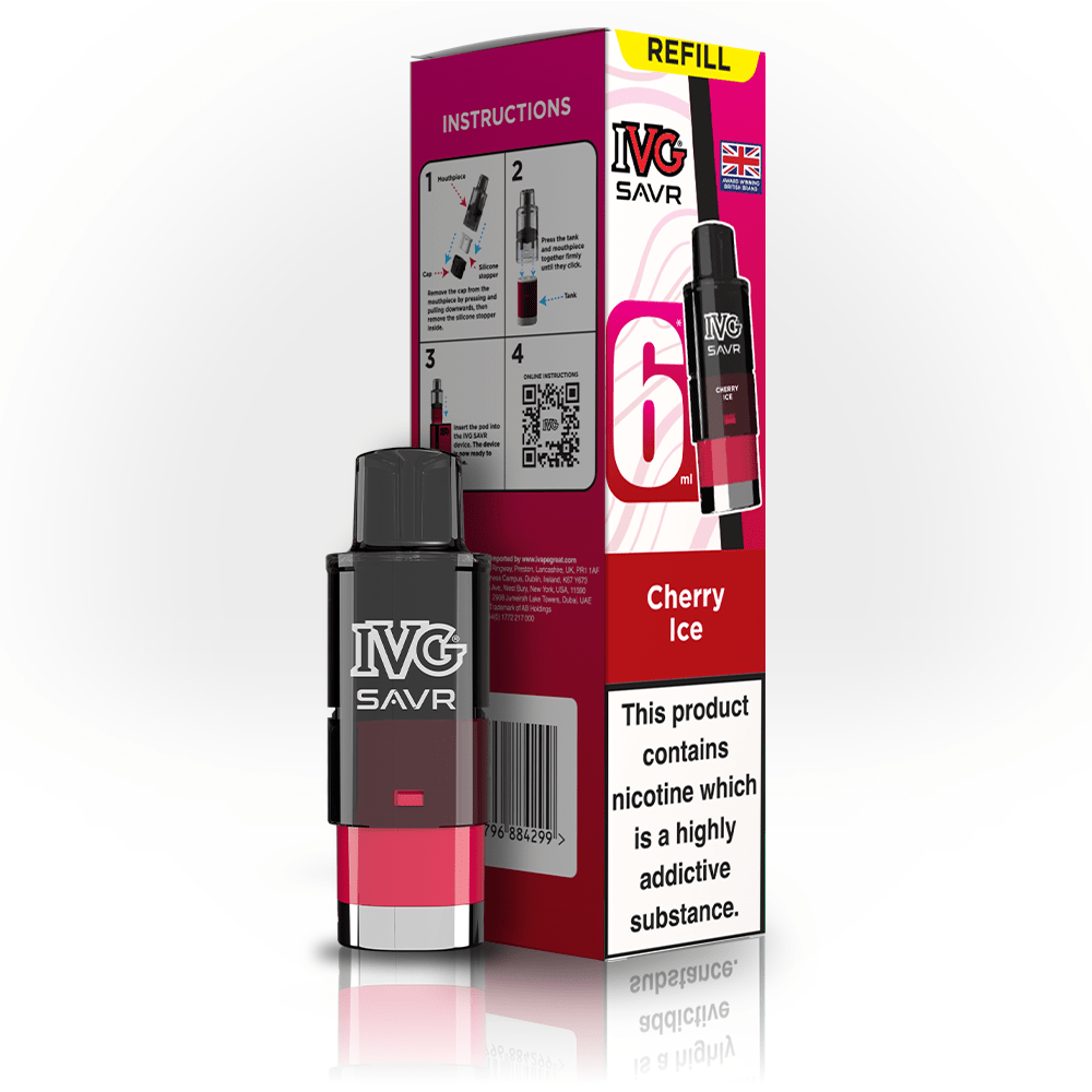 IVG Savr 3K - Refill - Cherry Ice - PJW Vapes | UK Leading Vape Wholesaler