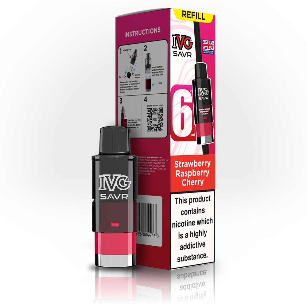 IVG Savr 3K - Refill - Strawberry Raspberry Cherry Ice - PJW Vapes | UK Leading Vape Wholesaler