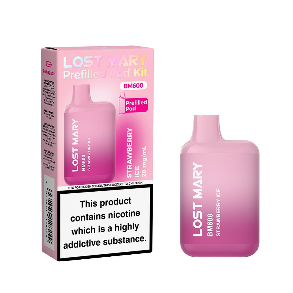 Lost Mary BM600 - 2025 - Strawberry Ice - PJW Vapes | UK Leading Vape Wholesaler