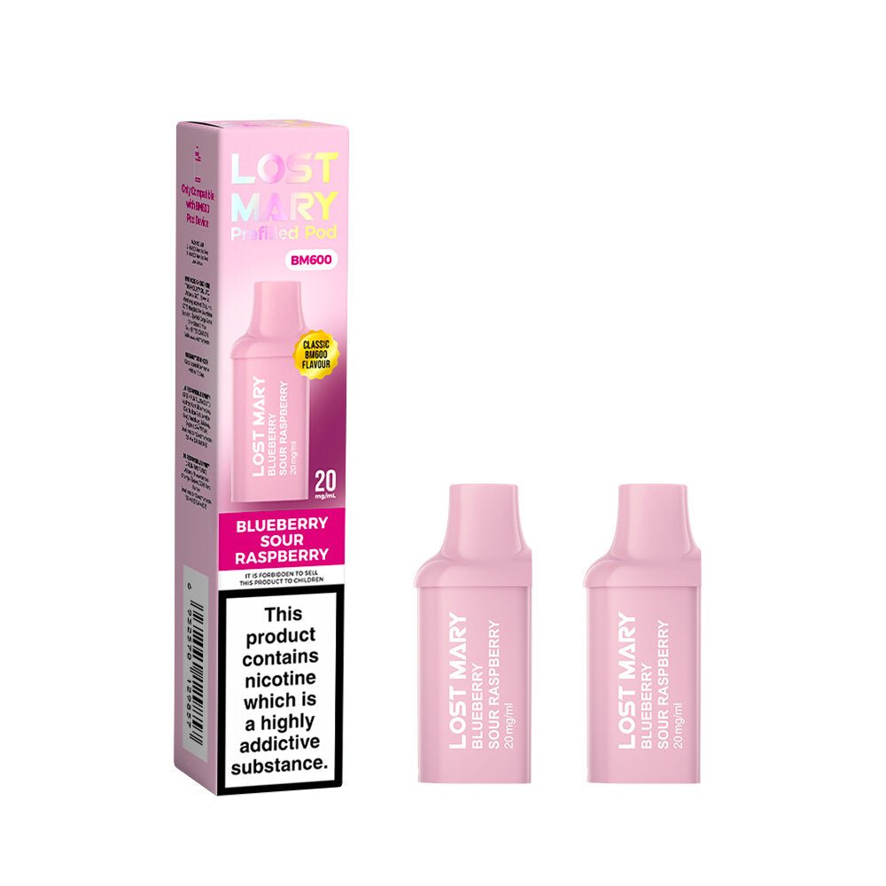 Lost Mary BM600 - Pods - Blueberry Sour Raspberry - PJW Vapes | UK Leading Vape Wholesaler