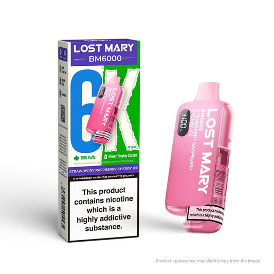 Lost Mary BM6000 - Strawberry Raspberry Cherry Ice - PJW Vapes | UK Leading Vape Wholesaler