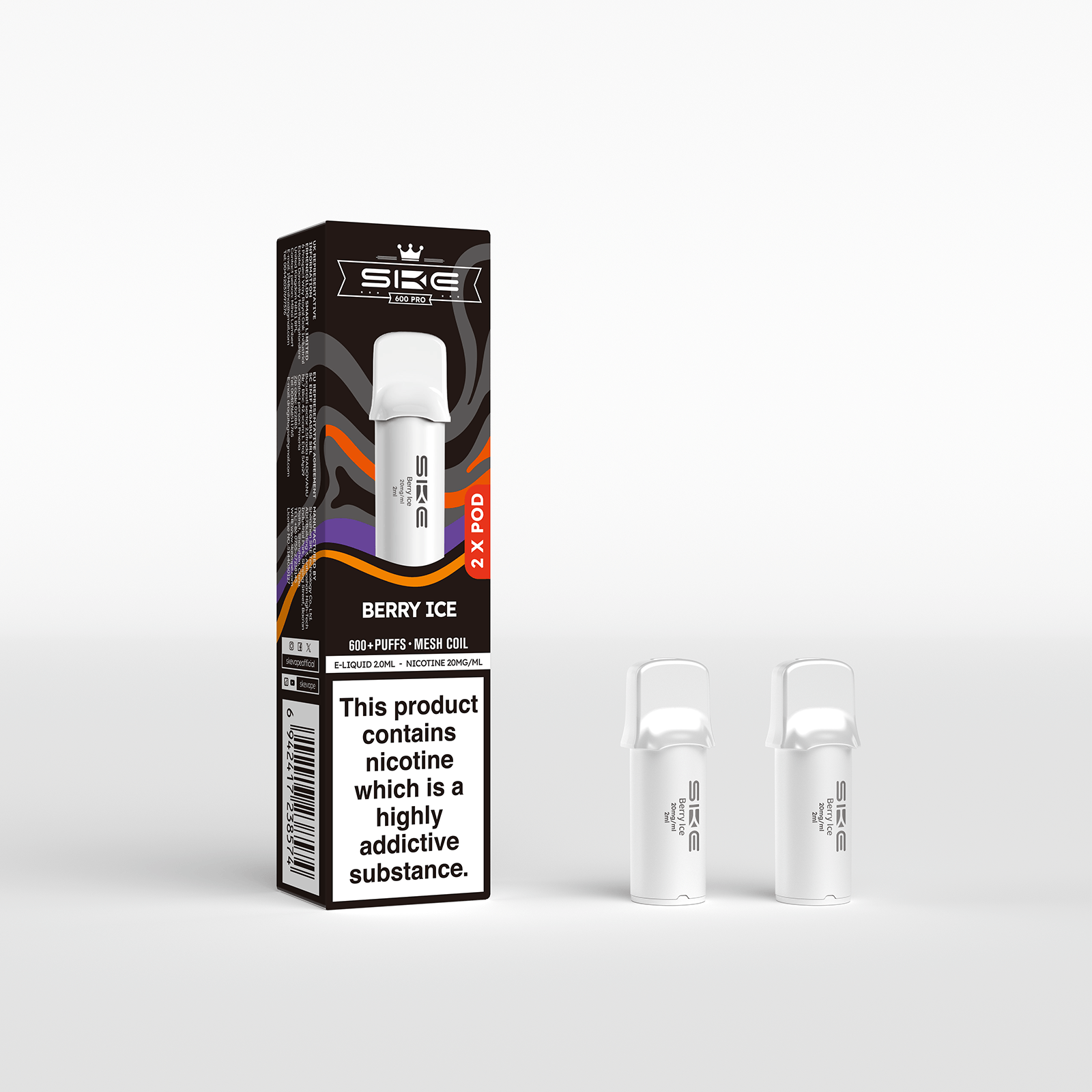 SKE 600 Refill Pod 2 Pack - Berry Ice - PJW Vapes | UK Leading Vape Wholesaler