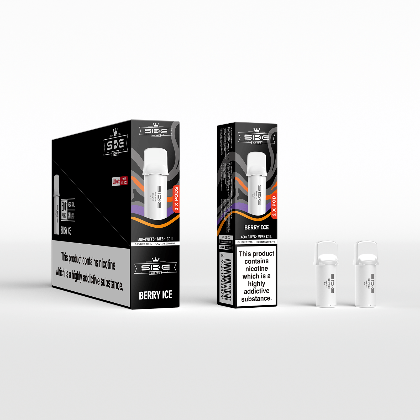 SKE 600 Refill Pod 2 Pack - Berry Ice - PJW Vapes | UK Leading Vape Wholesaler